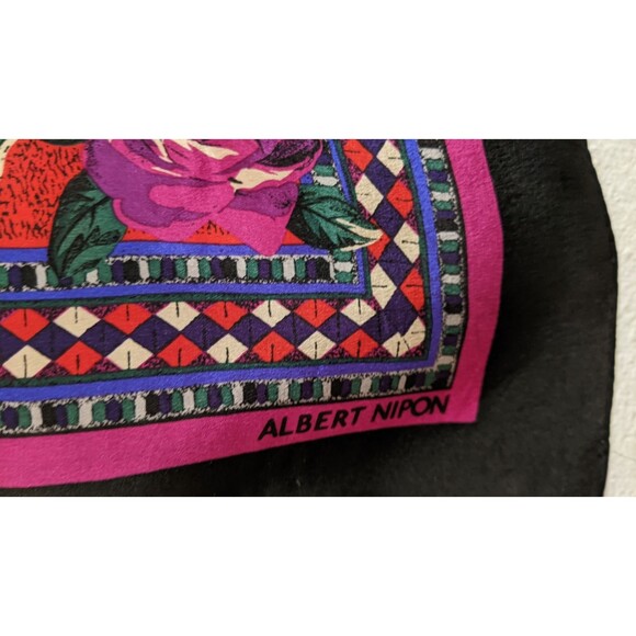 ALBERT NIPON 100% Silk Floral Print Square Scarf 35" X 35" - Picture 4 of 5